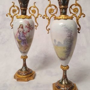 Paire vases porcelaine